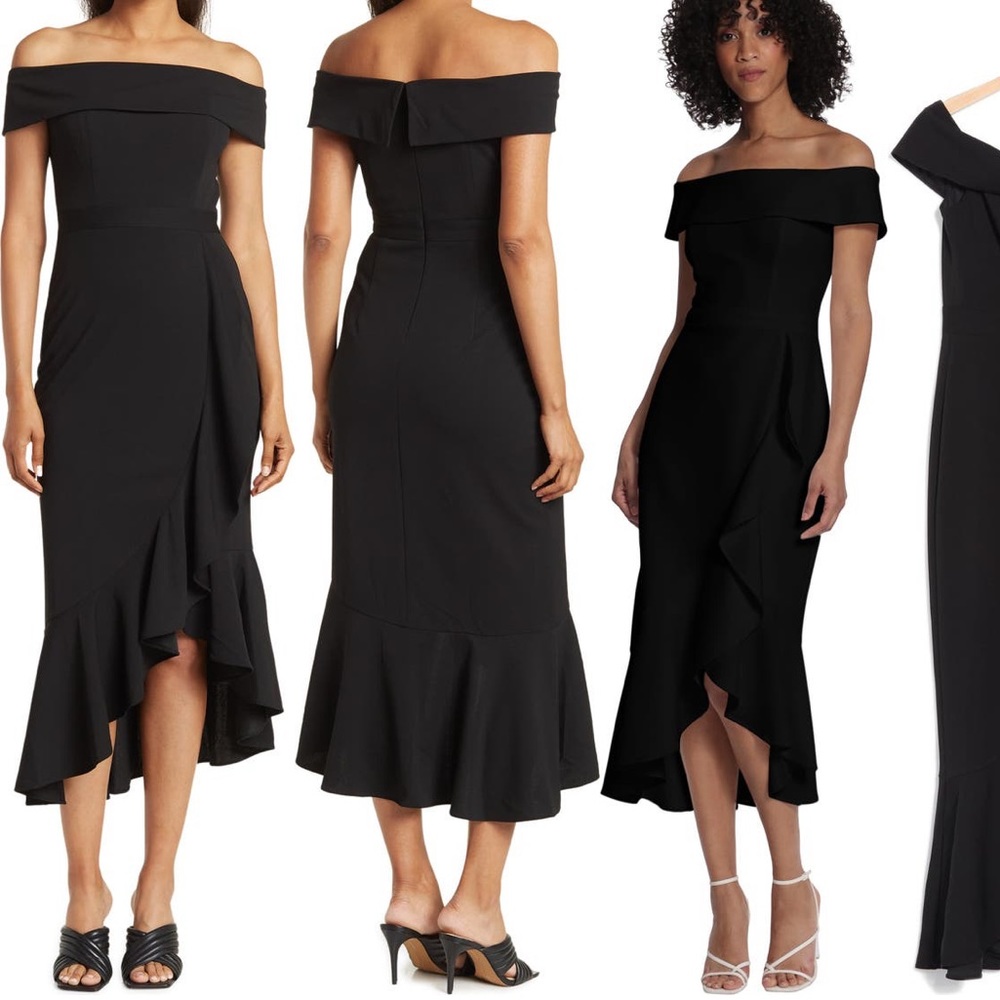 *NWT* Maggy London High Low Ruffle Midi Cocktail Dress
